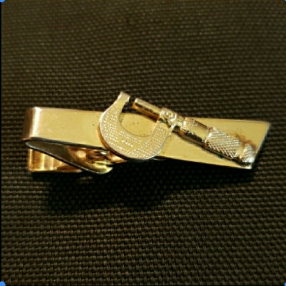 Vintage Unsigned Gold Tone Caliper Tool Tie Clip - Picture 1 of 6